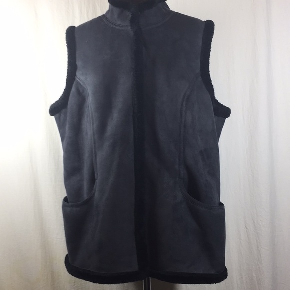d&co Other - D&Co Suede Cloth Black & Gray Vest Size L